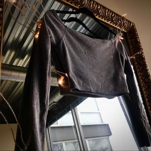 Grey off the shoulder crop top